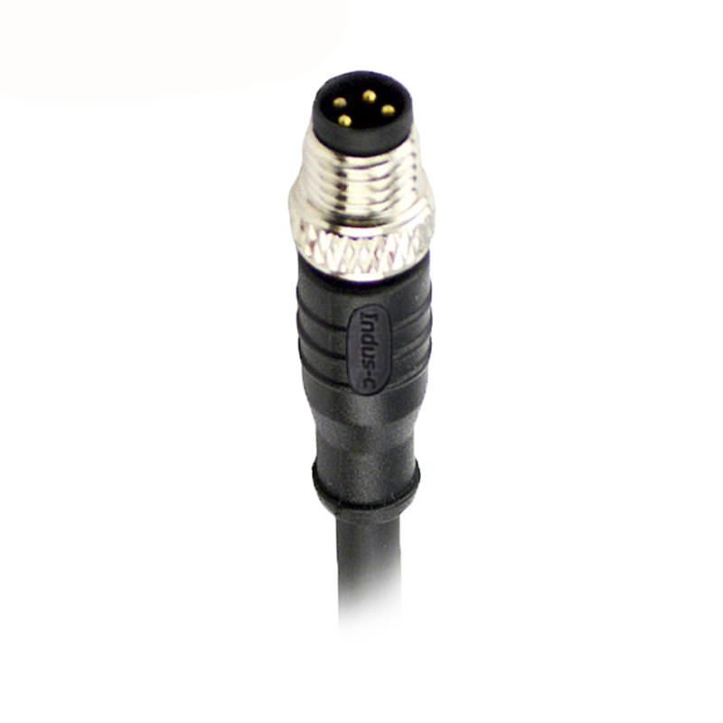 M8 4pins A code male straight molded cable, unshielded, PUR, -40°C~+105°C, 24AWG 0.25mm²